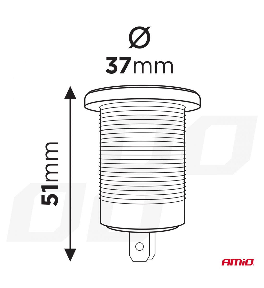 Priză suplimentară încorporată cu iluminare roșie 12V 24V AMIO-04219
