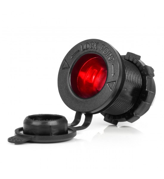 Priză suplimentară încorporată cu iluminare roșie 12V 24V AMIO-04219