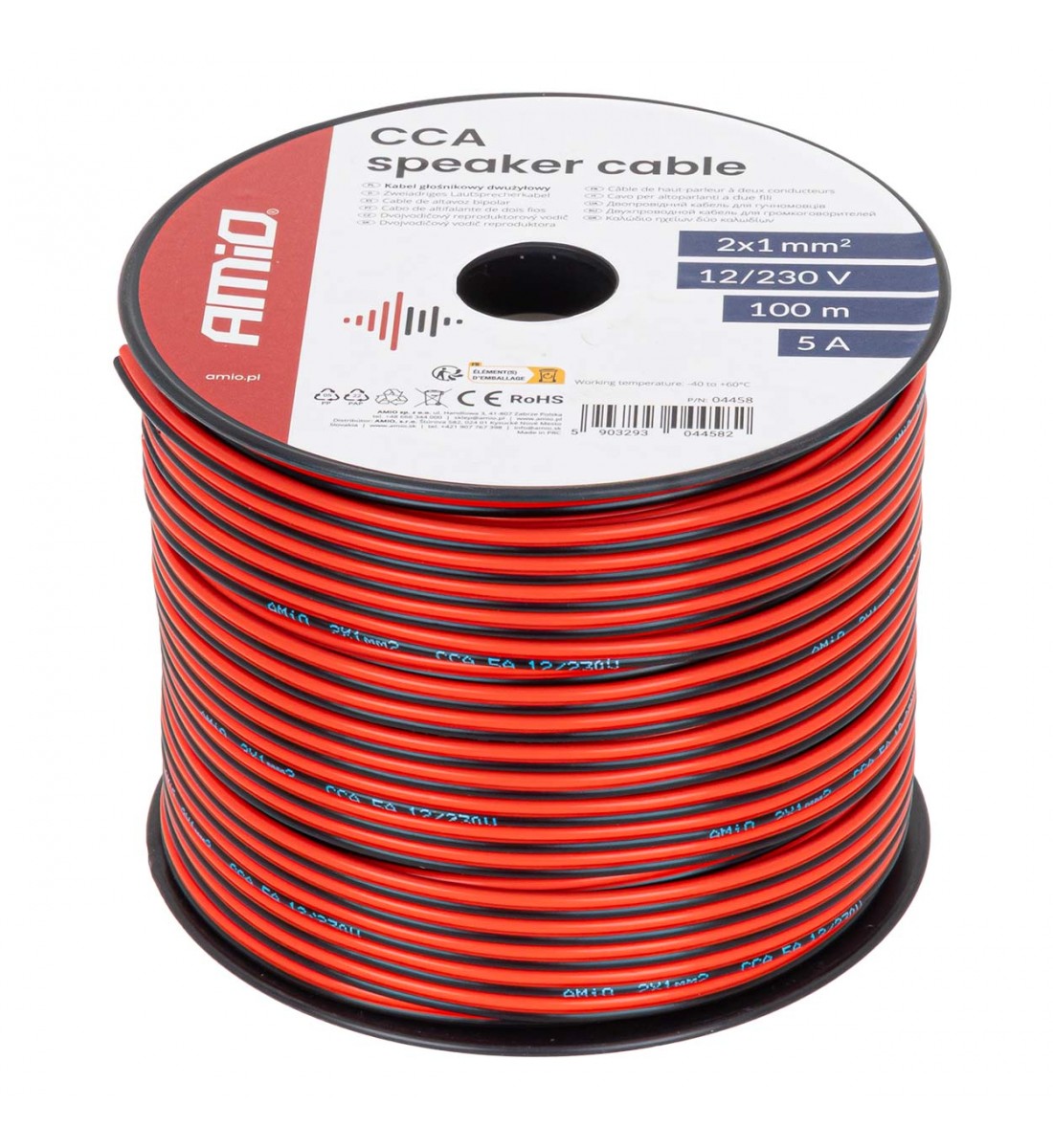 Cablu difuzor CCA 2x1mm² 100m 5A AMIO-04458