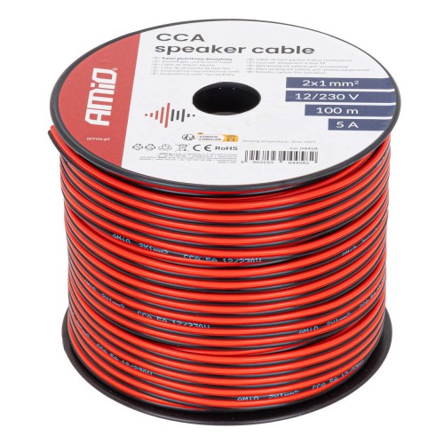 Cablu difuzor CCA 2x1mm² 100m 5A AMIO-04458