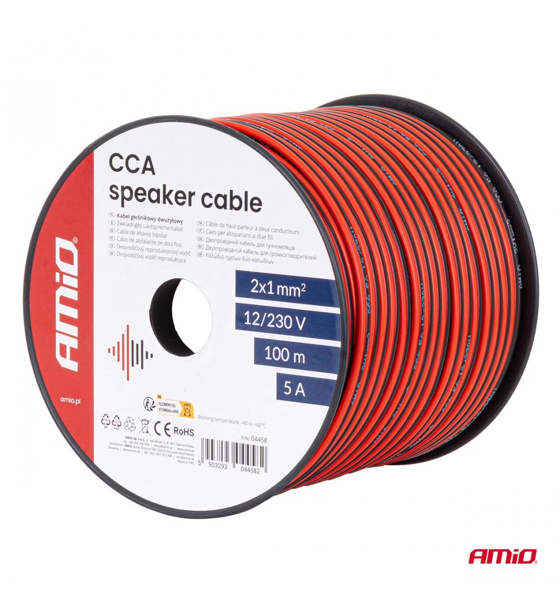 Cablu difuzor CCA 2x1mm² 100m 5A AMIO-04458