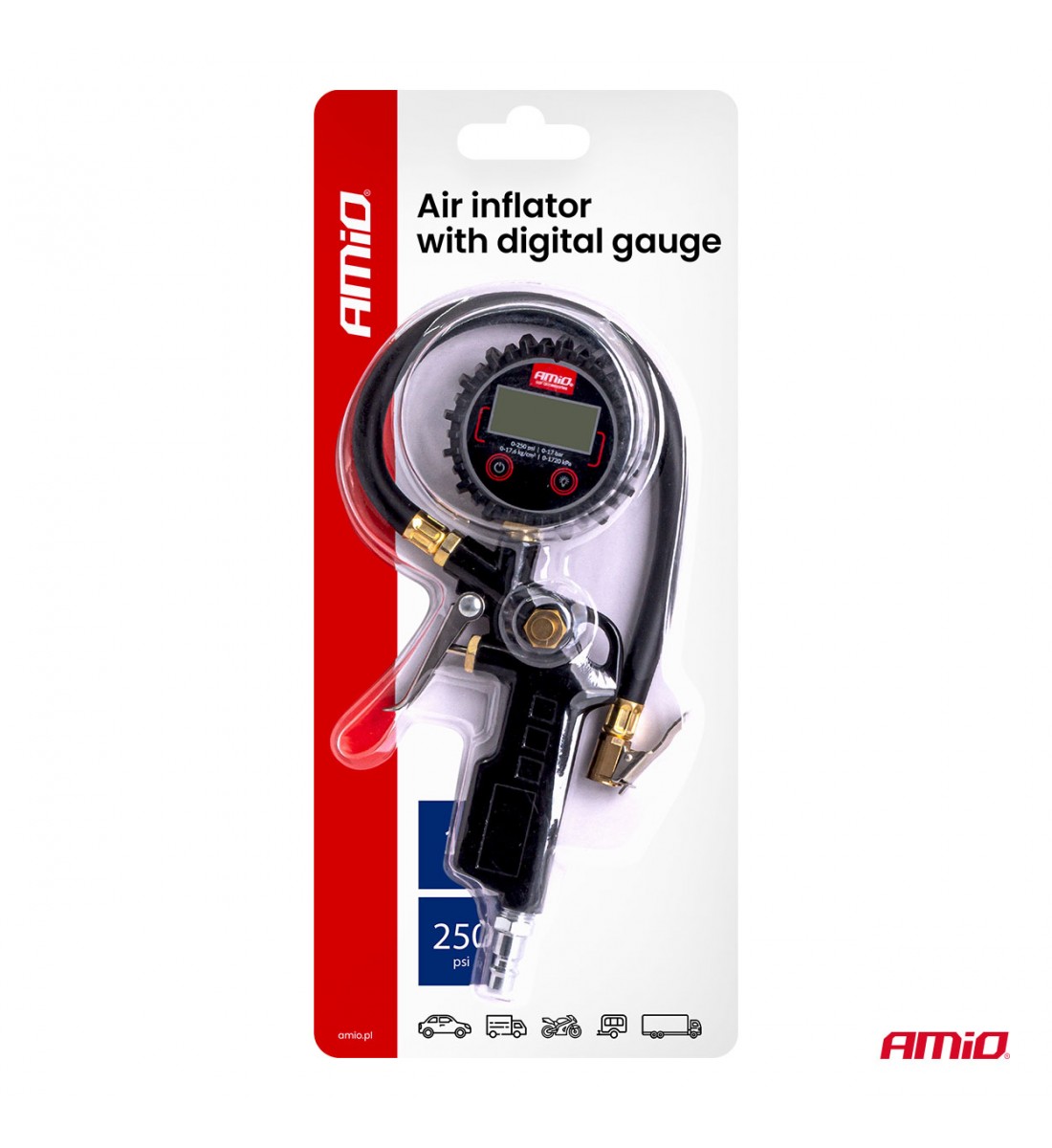Pistol de umflat cu manometru digital 17 bar AMIO-04466