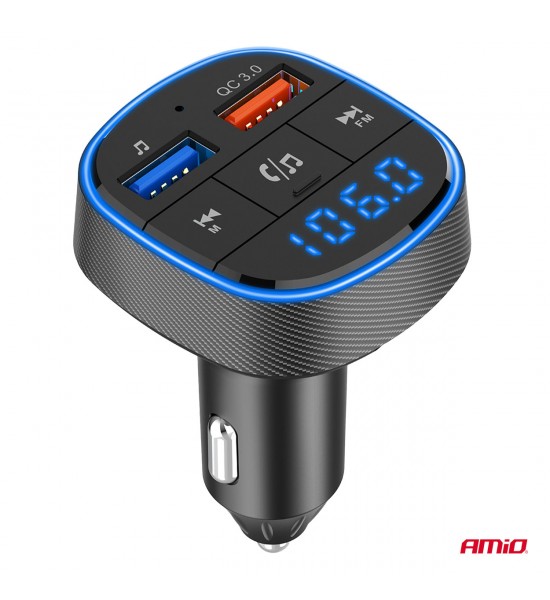 Modulator FM auto 2×USB-A 12V 24V AMIO-04648