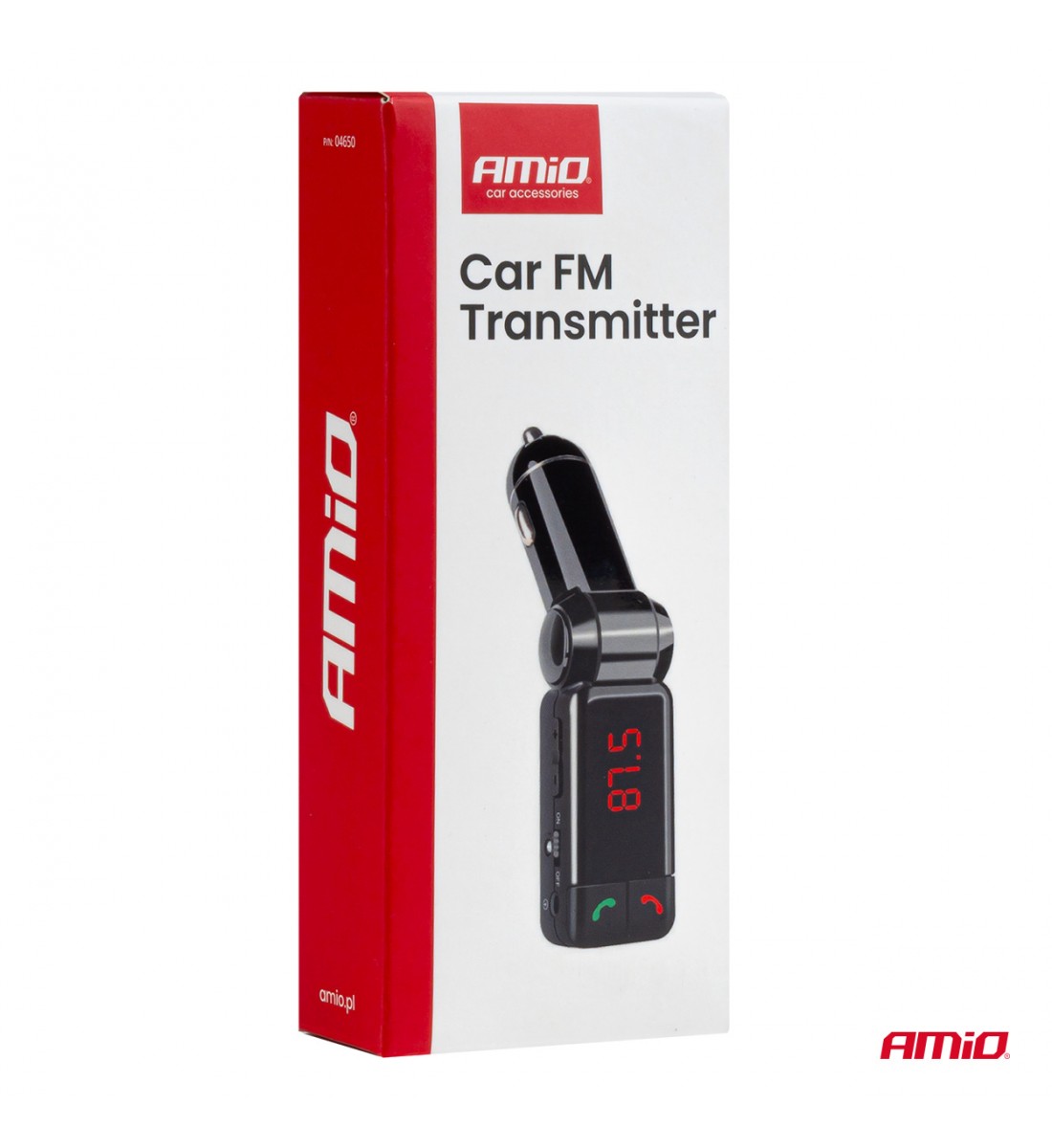 Modulator FM auto pliabil 2×USB-A 12V 24V AMIO-04650