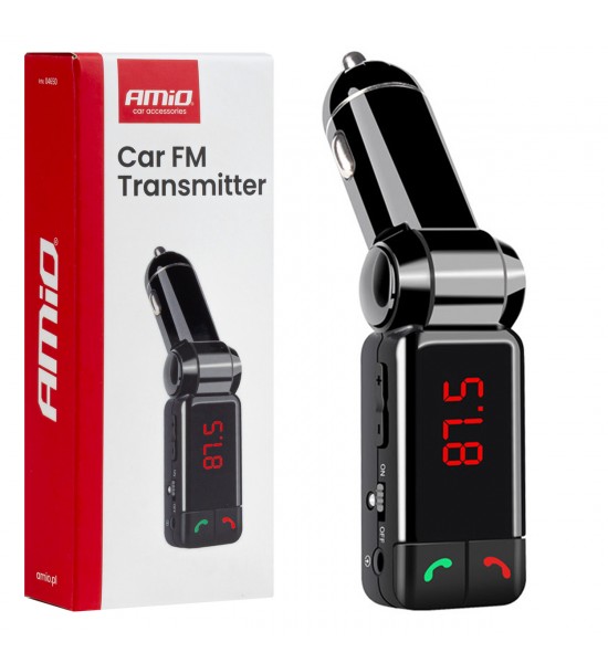 Modulator FM auto pliabil 2×USB-A 12V 24V AMIO-04650