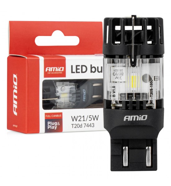 Bec LED LumiTec T20D 7443 W21/5W 12V FULL CANBUS alb 1 buc. AMIO-04687