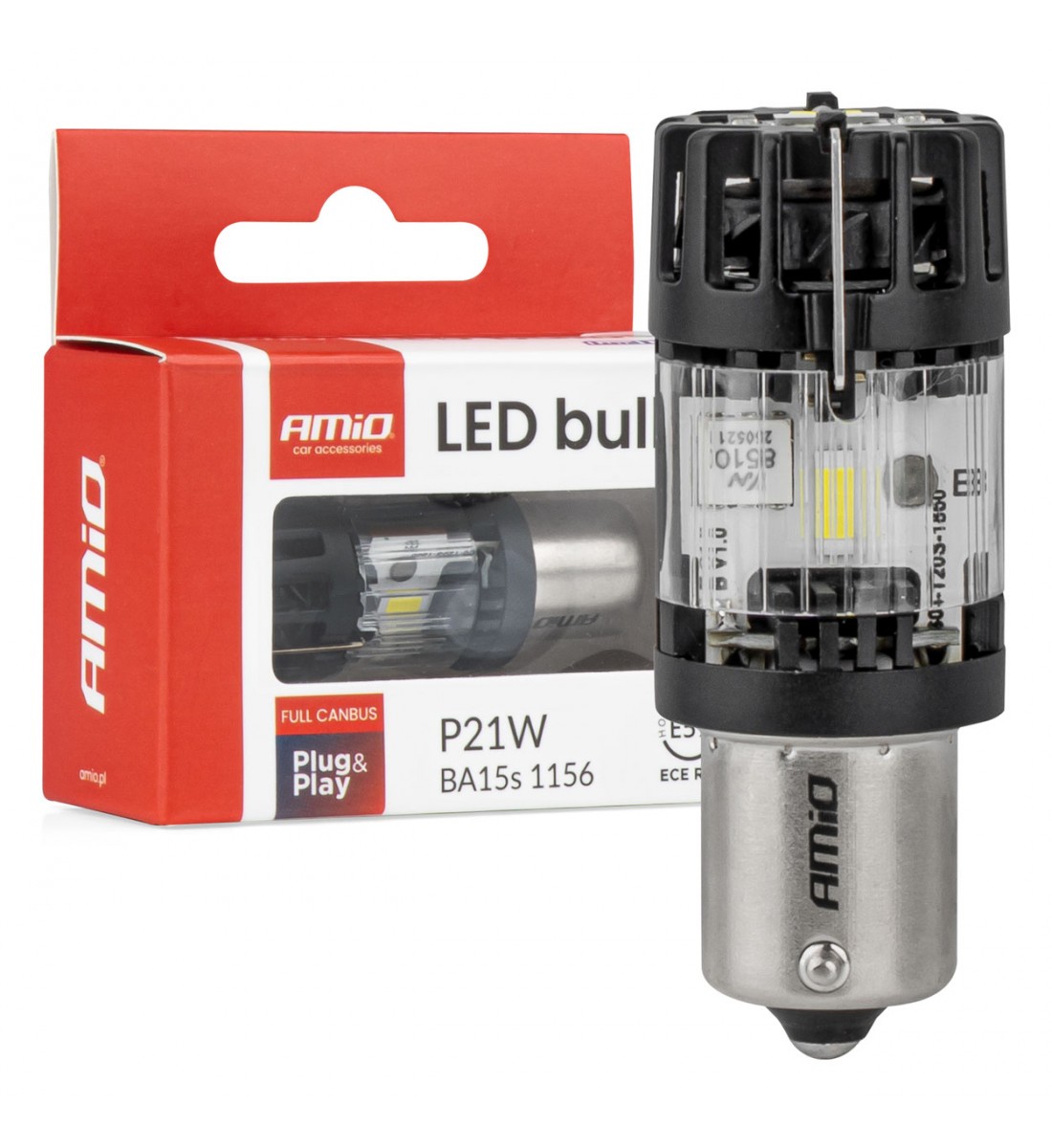 Bec LED LumiTec BA15S P21W 12V FULL CANBUS alb 1 buc. AMIO-04688
