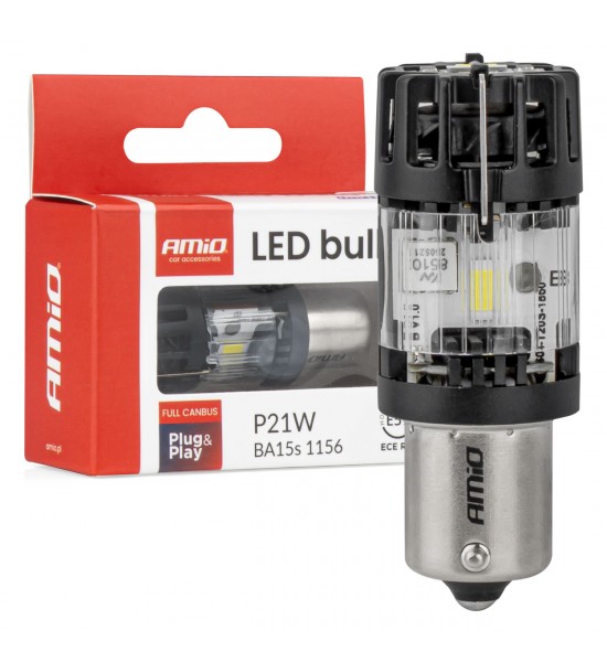Bec LED LumiTec BA15S P21W 12V FULL CANBUS alb 1 buc. AMIO-04688