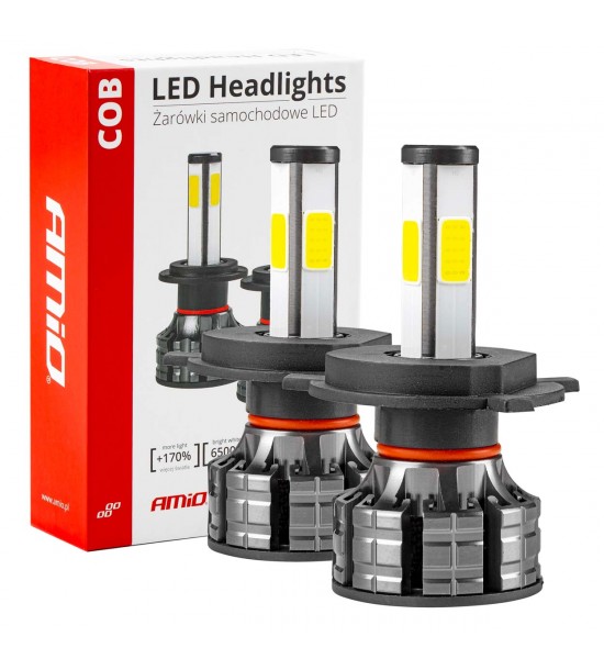 Set Becuri auto  AMiO H4 COB 4Side Set Becuri auto  AMiO H4 COB 4Side