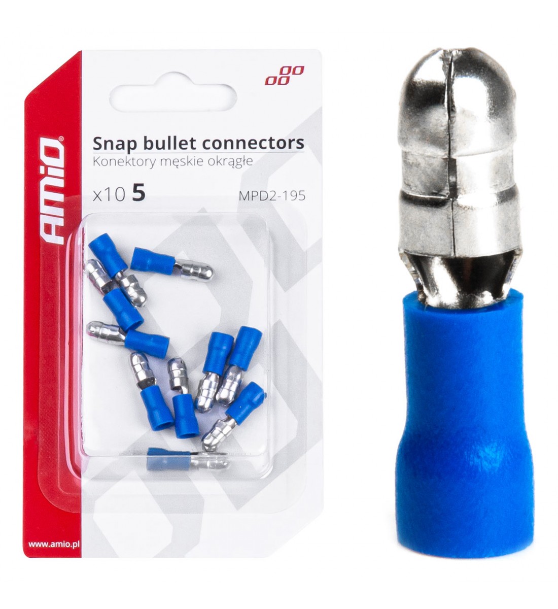 Conectori Snap Bullet tată 5mm 1.5-.25mm2 15A 10buc