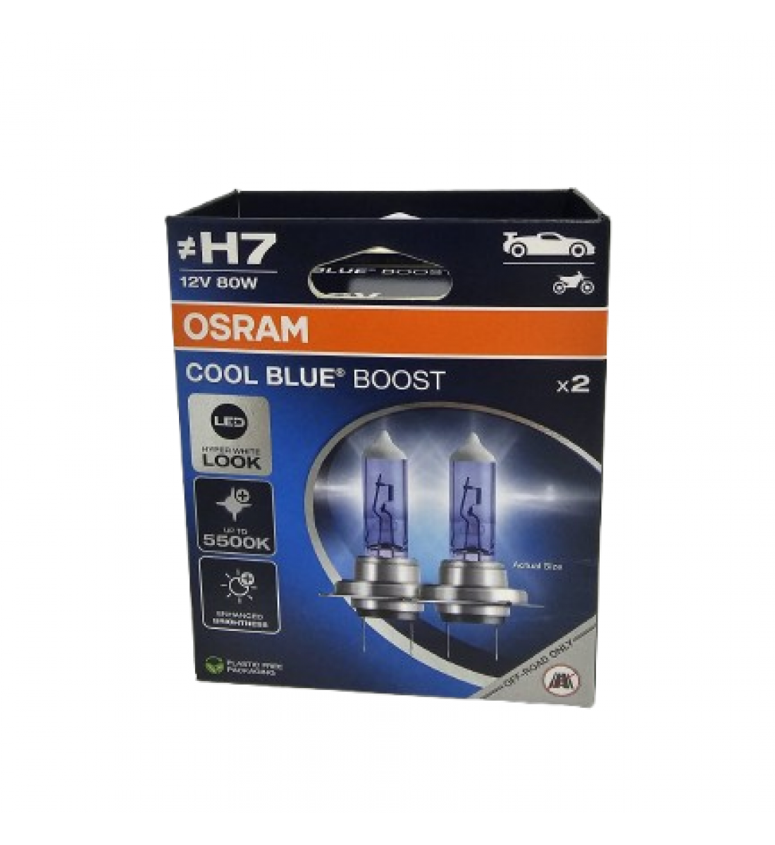 Bec Halogen Osram, H7, 12V, 80W, PX26d, Modelul Nou  COOL BLUE BOOST