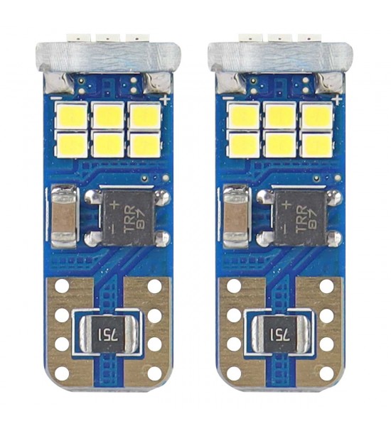 Set 2Becuri LED T10  CANBUS 18SMD UltraBright 2016 T10e W5W Alb 12V 24V AMIO-01292