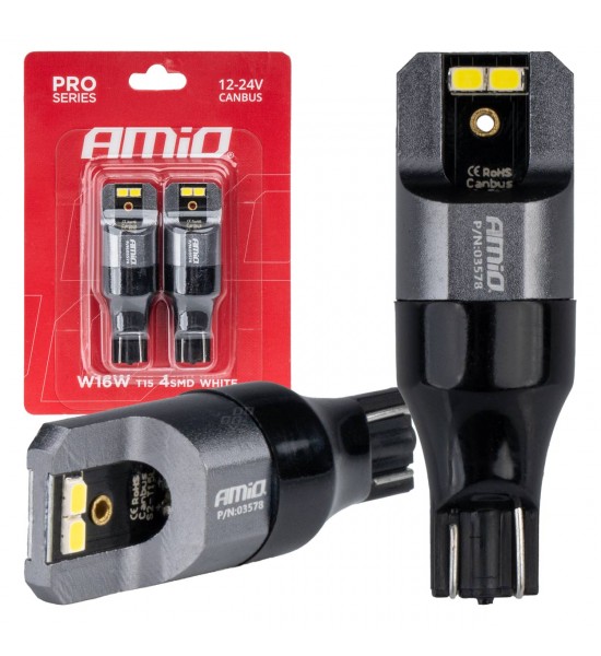 Becuri LED CANBUS PRO T15 W16W 4x2016 SMD alb 12V 24V AMIO-03578
