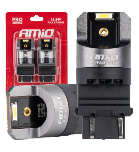 Becuri LED FULL CANBUS PRO P27/7W 2x3157 SMD alb 12V 24V AMIO-03598