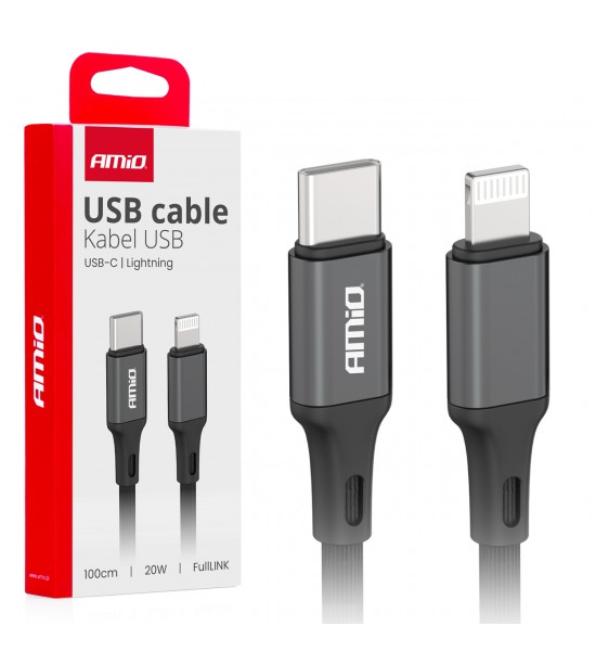 Cablu de încărcare USB-C - LIGHTNING IPHONE PD 20W 100cm FullLINK AMIO-03904