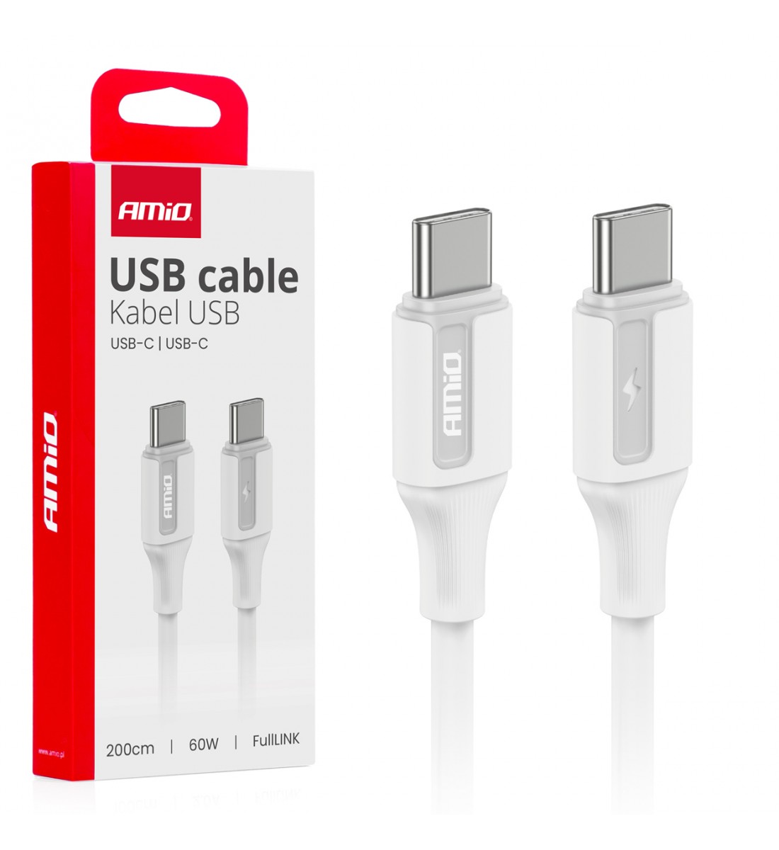 Cablu de încărcare USB-C - USB-C 60W 200cm FullLINK AMIO-03921 Cablu de încărcare USB-C - USB-C 60W 200cm FullLINK AMIO-03921