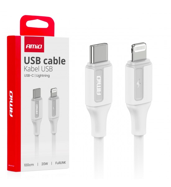 Cablu de încărcare USB-C - IPHONE LIGHTNING 20W 100cm AMIO-03922
