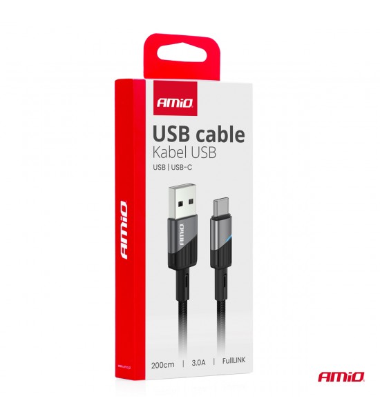 Cablu de încărcare USB-A - USB-C 3A 200cm FullLINK AMIO-03924