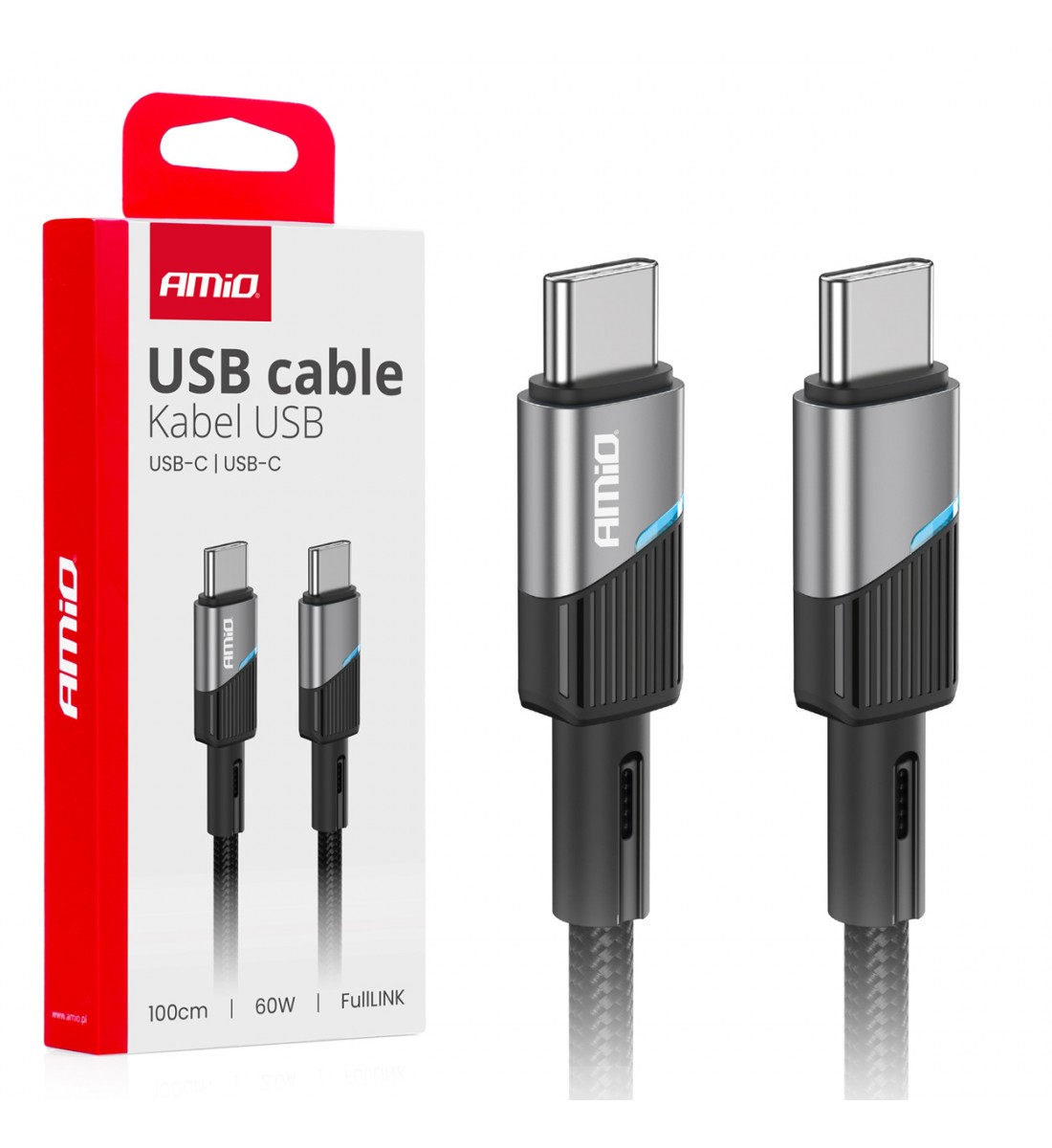 Cablu de încărcare USB-C - USB-C 60W 100cm FullLINK AMIO-03926 Cablu de încărcare USB-C - USB-C 60W 100cm FullLINK AMIO-03926