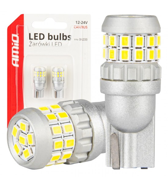 Set 2 Becuri T10 W5W 30SMD 2016 Alb 12V 24V AMIO-04233