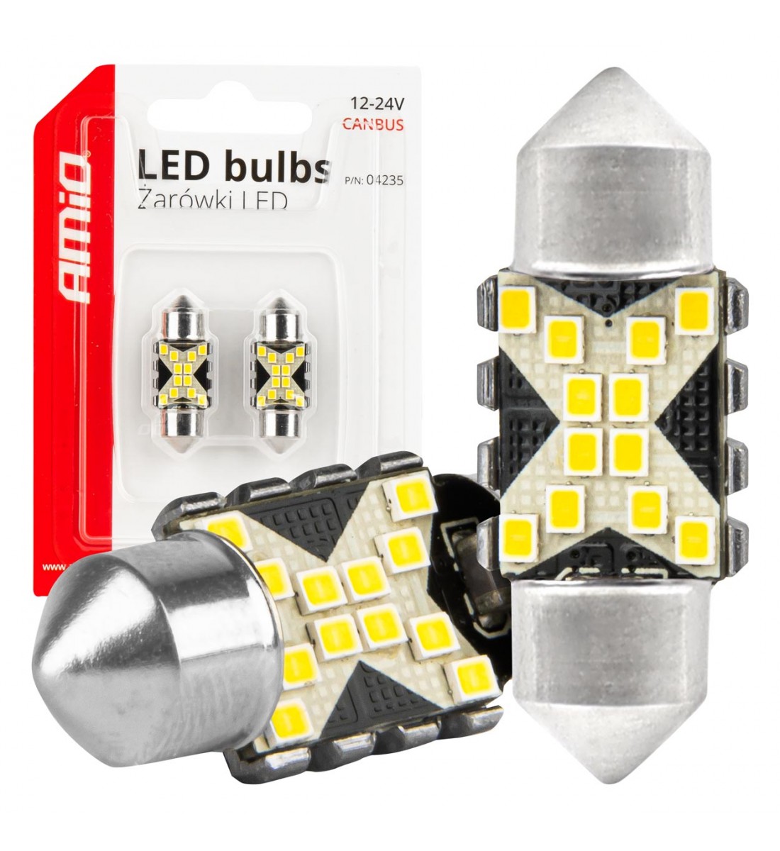 Becuri LED CANBUS Festoon C5W 12SMD 2016 31mm Alb 12V 24V AMIO-04235