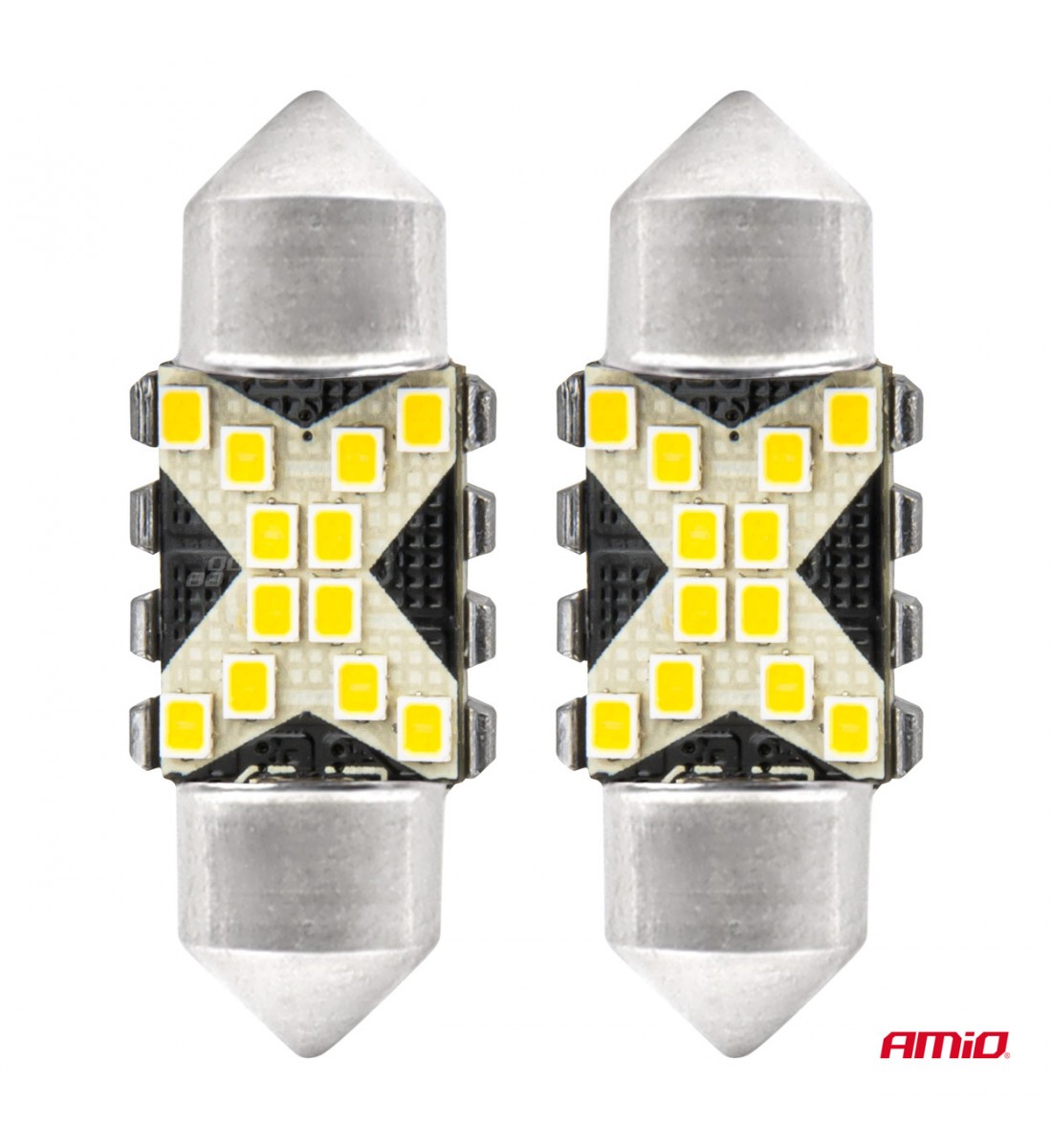 Becuri LED CANBUS Festoon C5W 12SMD 2016 31mm Alb 12V 24V AMIO-04235