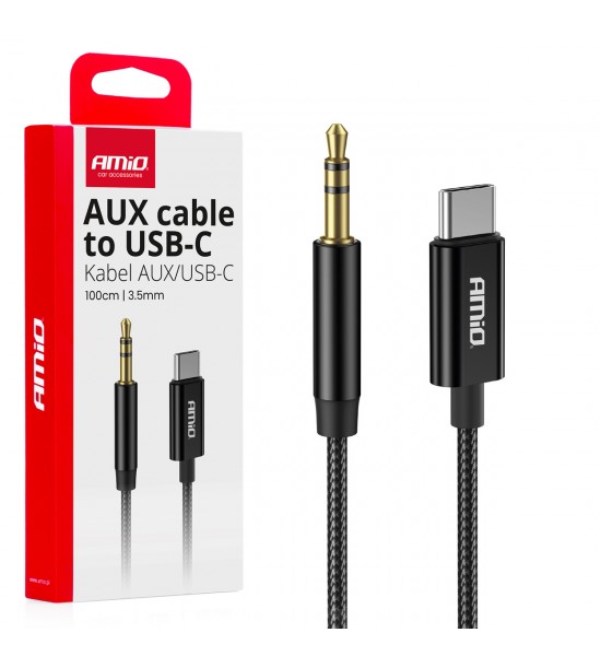 Cablu audio USB-C la mini-mufă AUX de 3,5 mm, 1 m, AMIO-04294