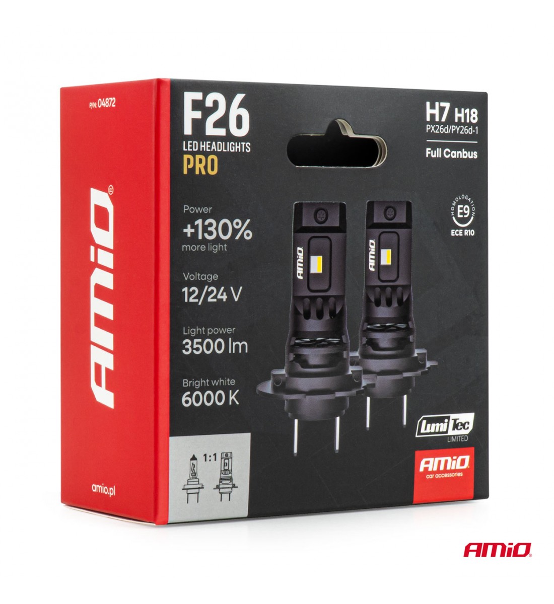 Faruri LED Serie F26 PRO LumiTec LIMITED +130% DUO FULL CANBUS H7 H18 12V 24V AMIO-04872