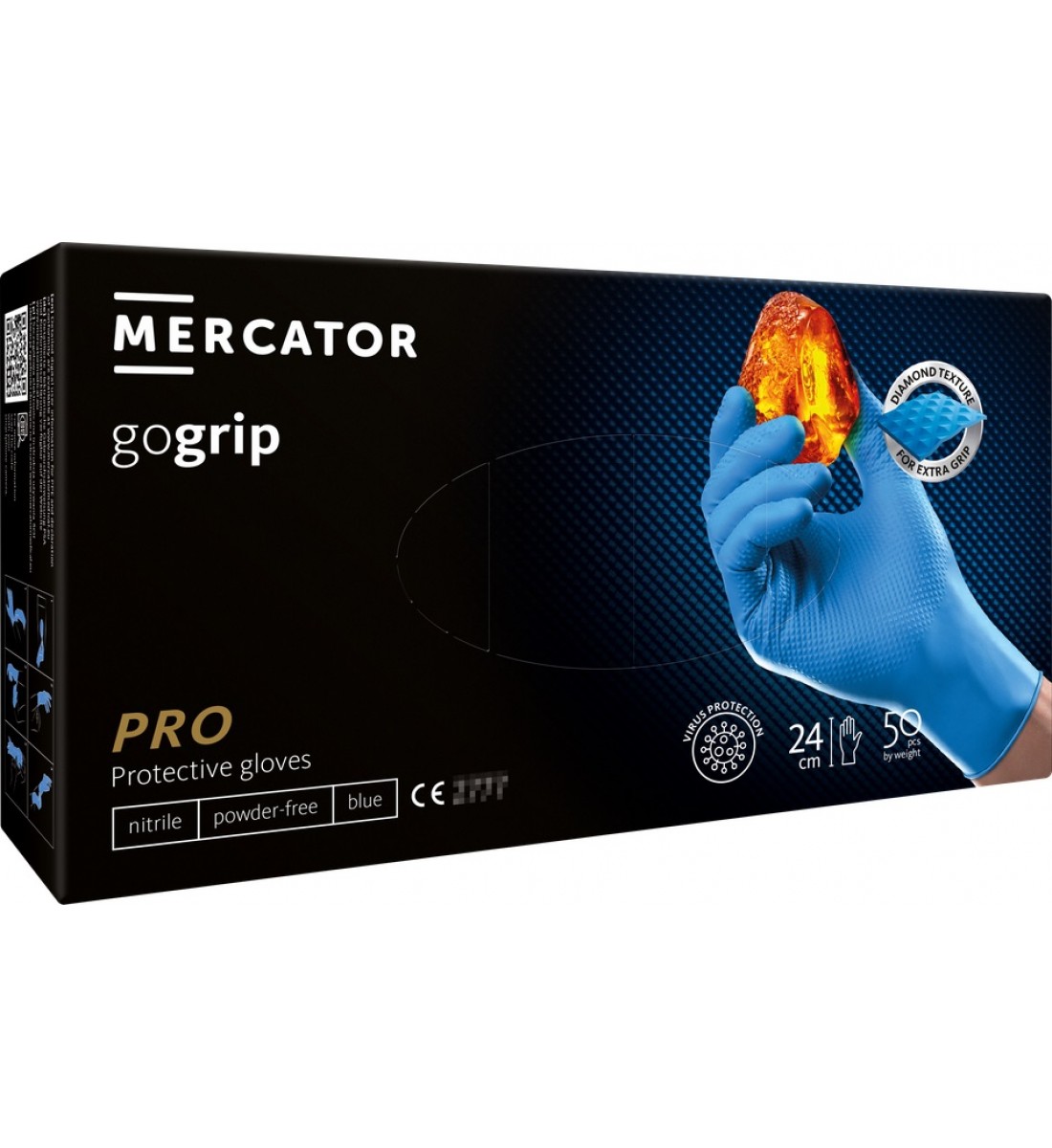 Mănuși de nitril Mercator GoGrip Blue 50 buc, mărime L