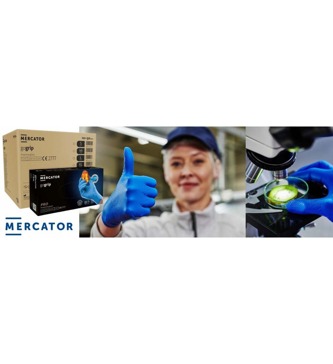 Mănuși de nitril Mercator GoGrip Blue 50 buc, mărime L