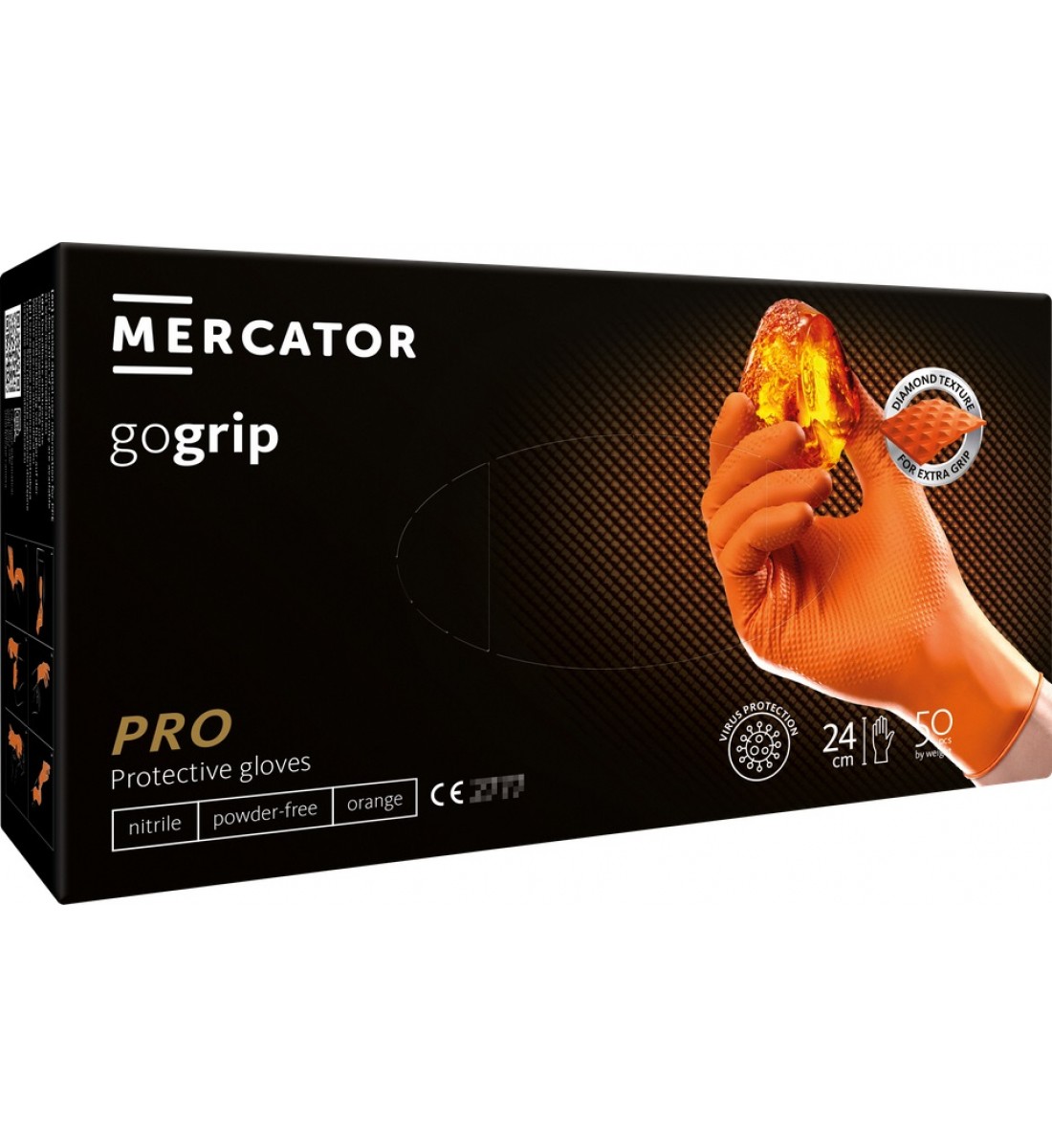 Mănuși de nitril Mercator GoGrip Orange 50 buc, mărime M