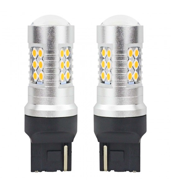 Becuri LED CANBUS 3030 24SMD T20 WY21W Portocaliu Chihlimbar 12V 24V AMIO-02393