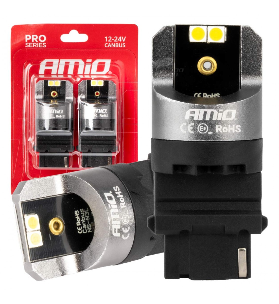 Becuri LED CANBUS seria PRO P27W 4x3030 SMD Alb 12V 24V AMIO-03587 Becuri LED CANBUS seria PRO P27W 4x3030 SMD Alb 12V 24V AMIO-03587