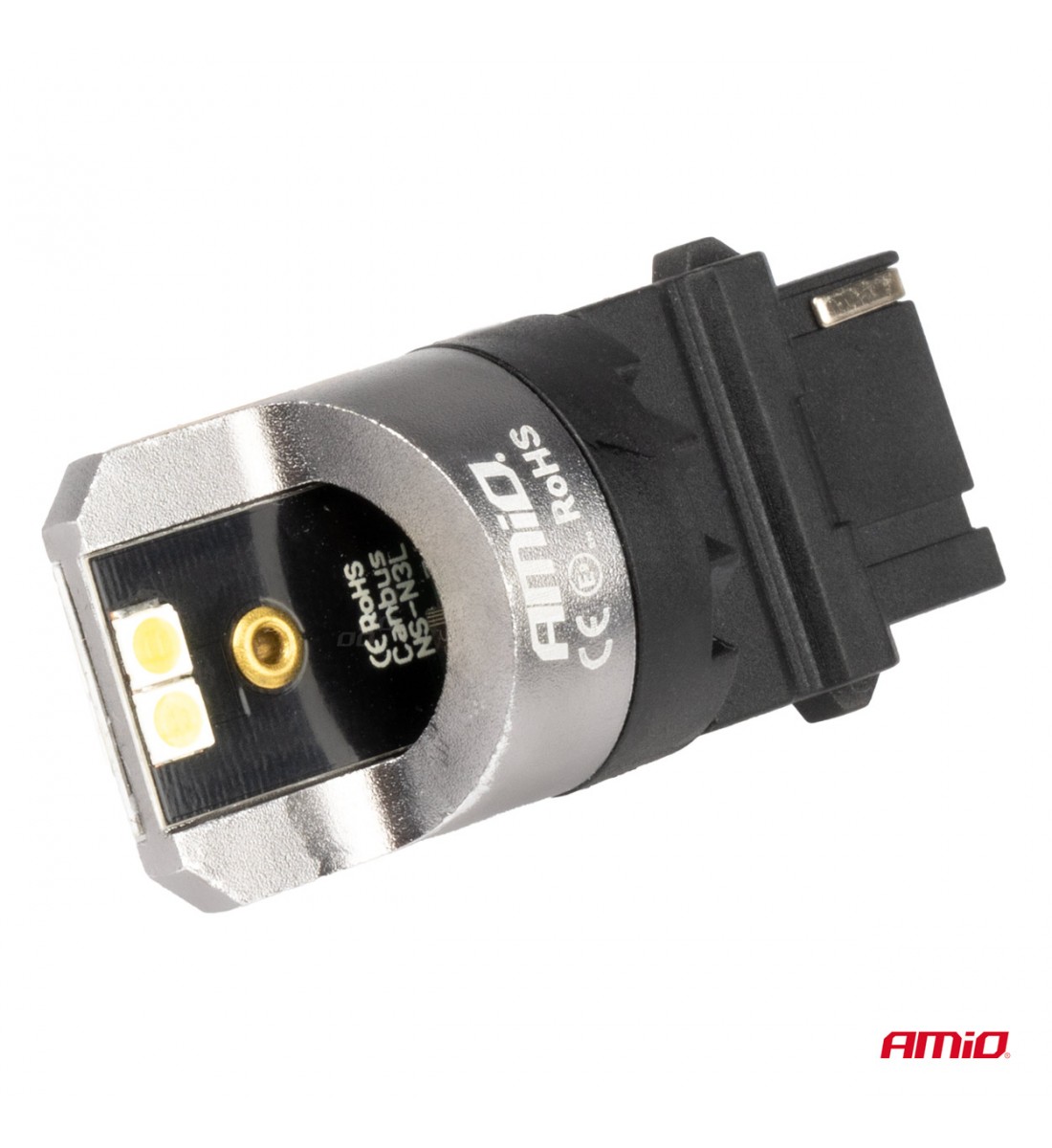 Becuri LED CANBUS seria PRO P27W 4x3030 SMD Alb 12V 24V AMIO-03587 Becuri LED CANBUS seria PRO P27W 4x3030 SMD Alb 12V 24V AMIO-03587