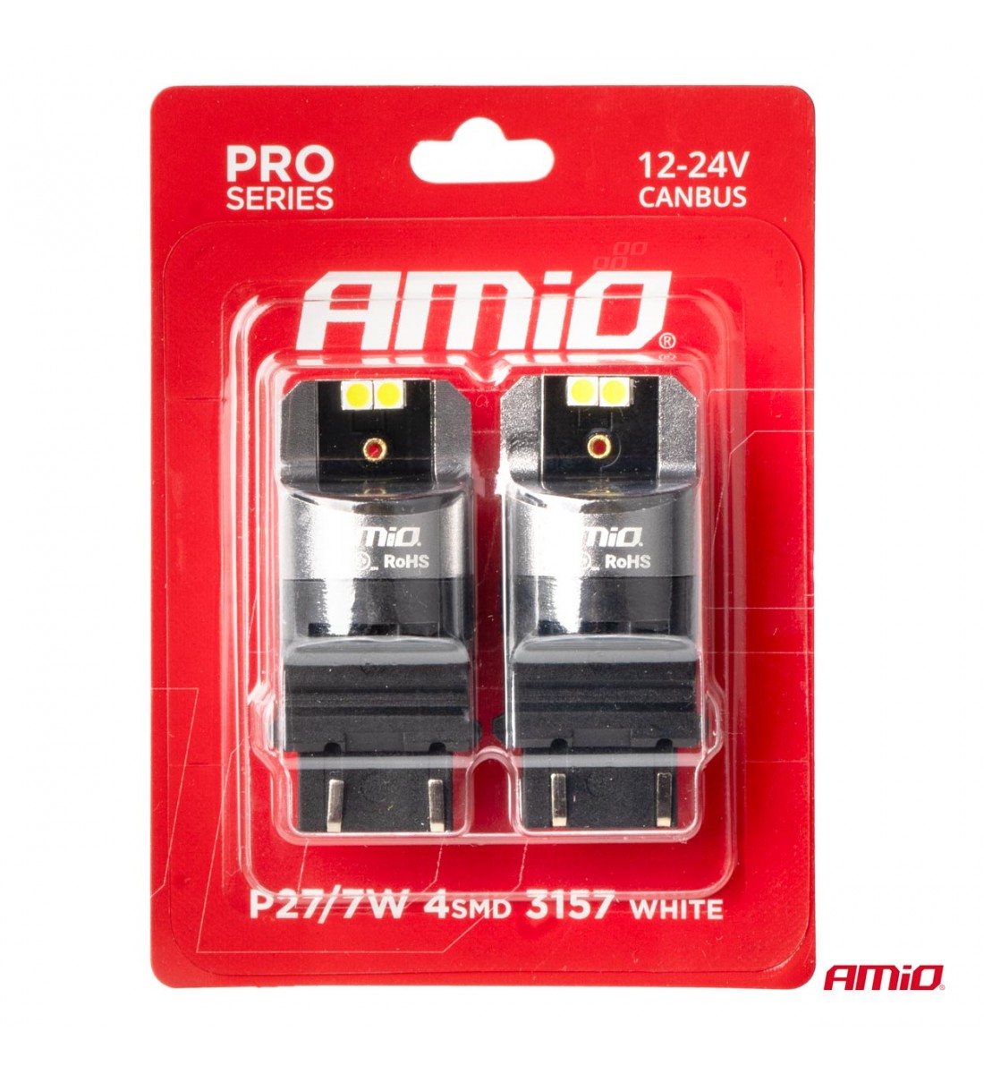 Becuri LED CANBUS seria PRO 3157 P27/7W 4x3030 SMD Alb 12/24V AMIO-03588 Becuri LED CANBUS seria PRO 3157 P27/7W 4x3030 SMD Alb 12/24V AMIO-03588