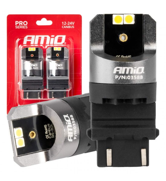 Becuri LED CANBUS seria PRO 3157 P27/7W 4x3030 SMD Alb 12/24V AMIO-03588 Becuri LED CANBUS seria PRO 3157 P27/7W 4x3030 SMD Alb 12/24V AMIO-03588