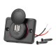 Încărcător de telefon impermeabil, de formă pătrată, cu iluminare din spate cu LED roșu, 2xUSB 12/24V AMIO-04230 Încărcător de telefon impermeabil, de formă pătrată, cu iluminare din spate cu LED roșu, 2xUSB 12/24V AMIO-04230