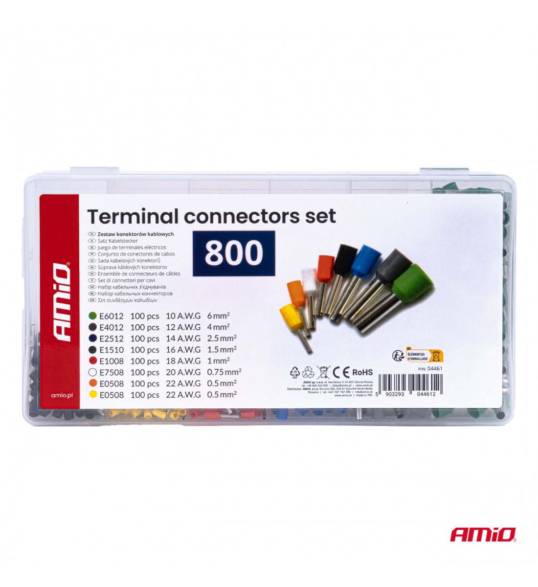 Set conectori terminali 800 buc. AMIO-04461 Set conectori terminali 800 buc. AMIO-04461