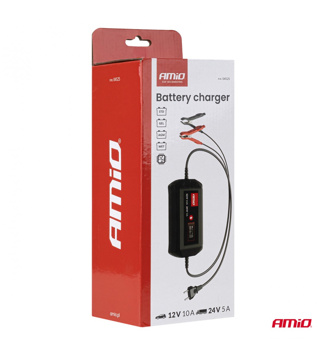 Încărcător digital de baterii STD GEL AGM WET MAX 10A 12/24V AMIO-04525