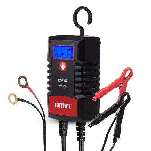 Încărcător digital de baterii AGM GEL STD LiFePo4 MAX 4A 6/12V PRO HOOK AMIO-04531