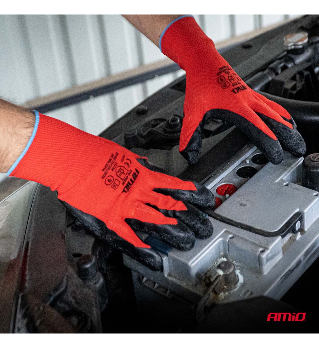 Mănuși de protecție acoperite cu latex PE, 4 buc., mărimea 9 (2 perechi), 2121X AMIO-04636