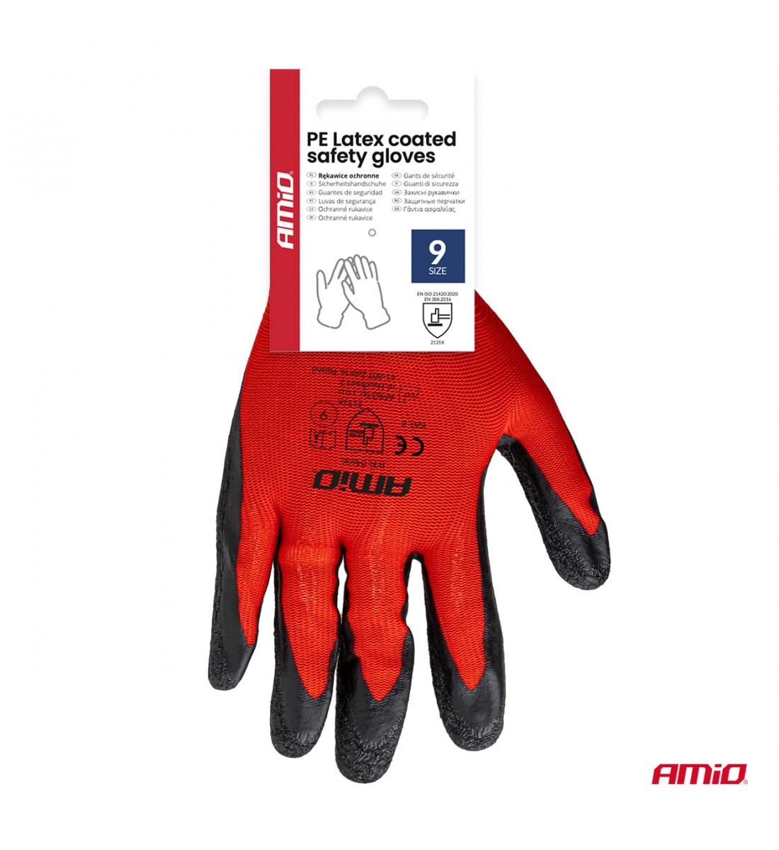 Mănuși de protecție acoperite cu latex PE, 4 buc., mărimea 9 (2 perechi), 2121X AMIO-04636