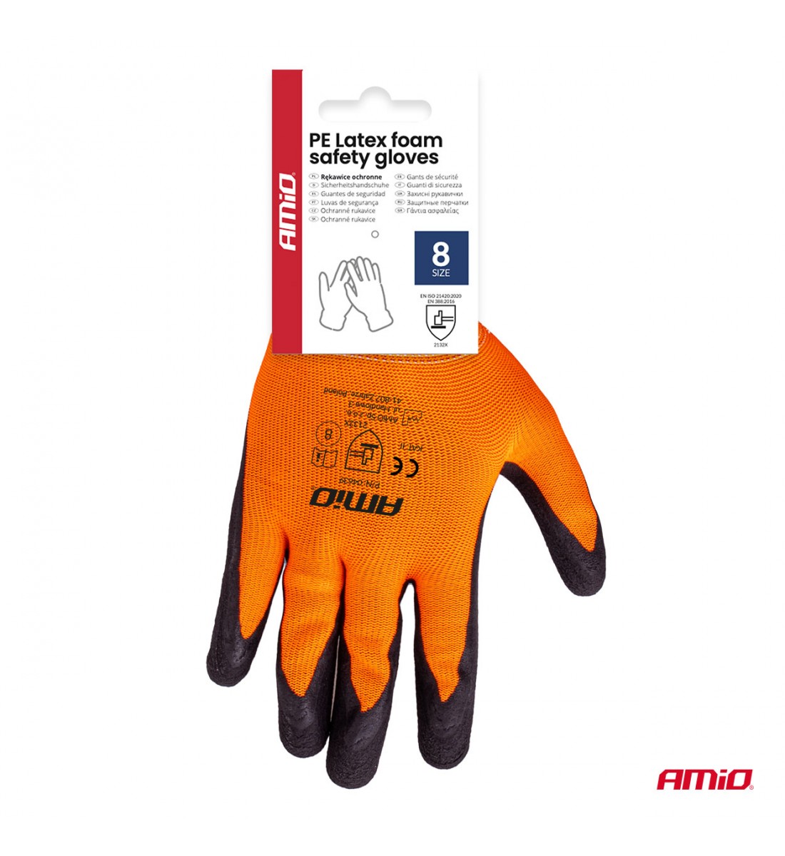 Mănuși de protecție din spumă de latex PE, 4 buc., mărimea 8 (2 perechi), AMIO-04639