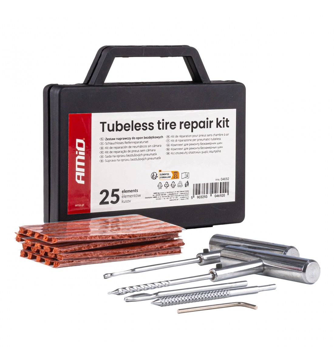 Kit reparare anvelope tubeless 25 buc. AMIO-04692