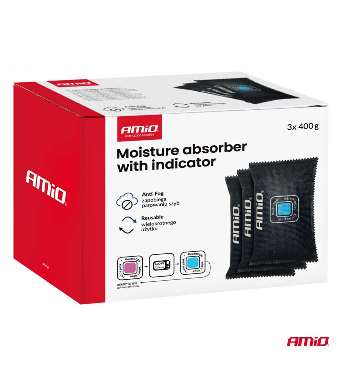 Absorbant de umiditate cu indicator 3 × 400g AMIO-04878