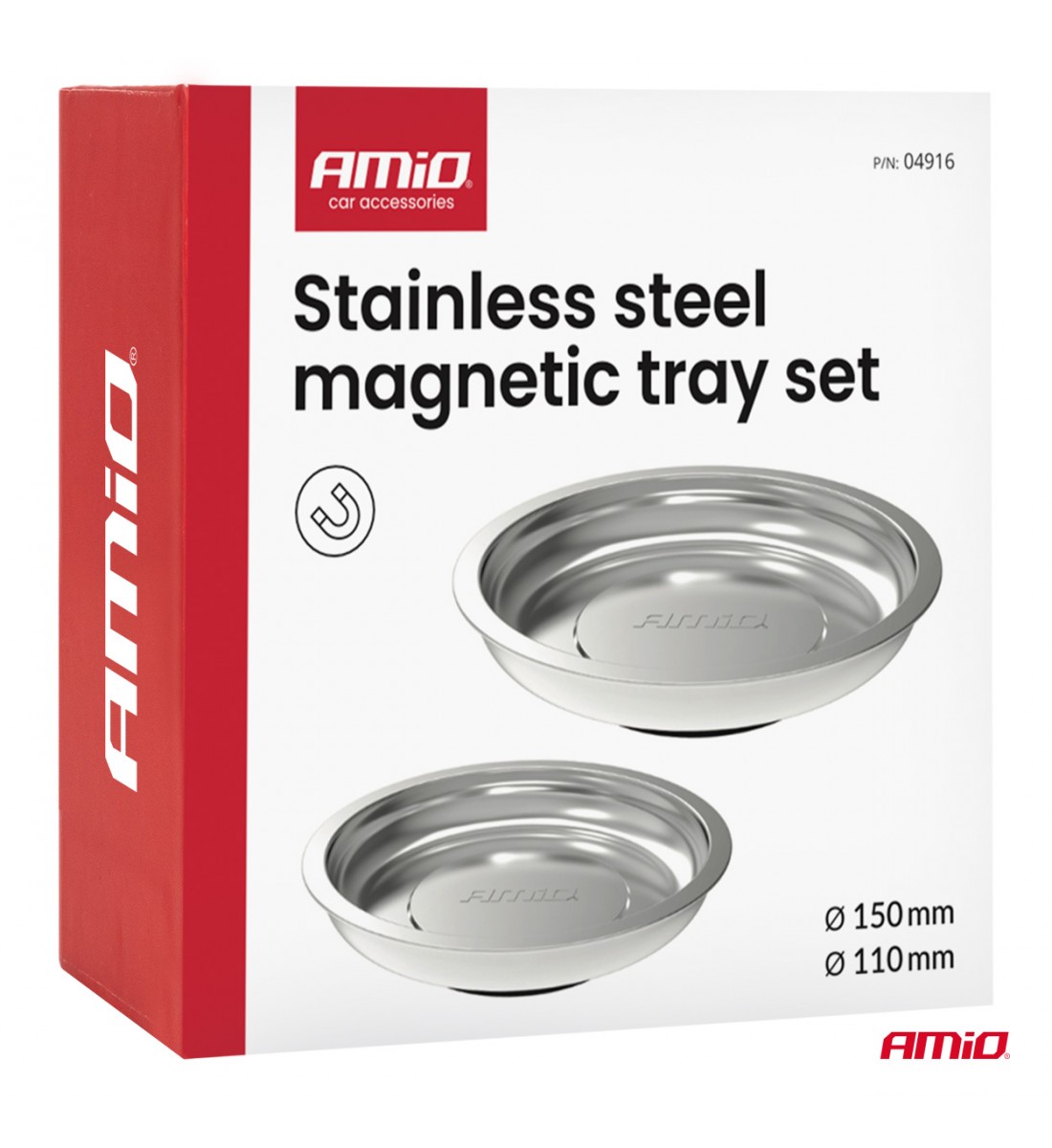 Set tăvi magnetice din oțel inoxidabil 110mm 150mm AMIO-04916