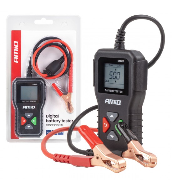 Tester digital profesional pentru baterii 2–220 Ah 6V 12V 24V AMIO-04920