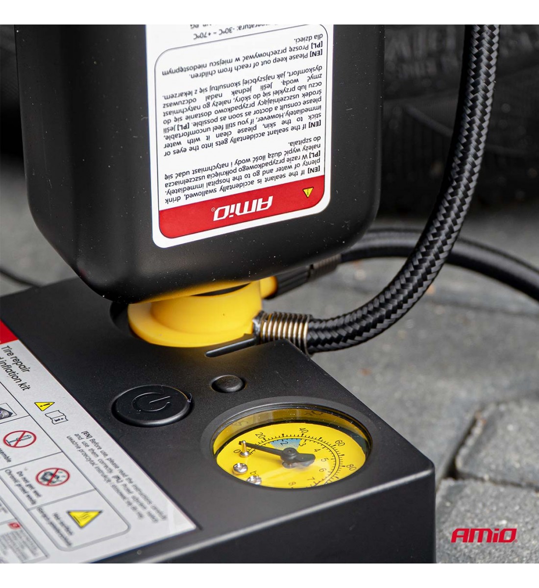 Kit de reparare și umflare anvelope 19 mm centimetru cilindru 12V AMIO-04929 Kit de reparare și umflare anvelope 19 mm centimetru cilindru 12V AMIO-04929