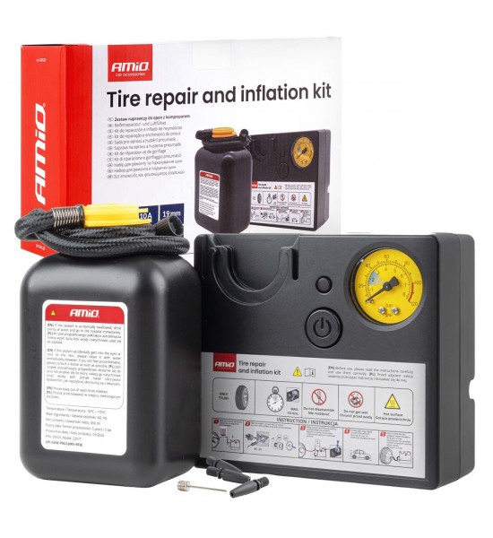 Kit de reparare și umflare anvelope 19 mm centimetru cilindru 12V AMIO-04929