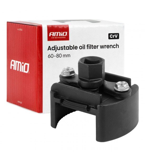 Cheie reglabilă pentru filtru de ulei 60–80 mm CrV AMIO-04954